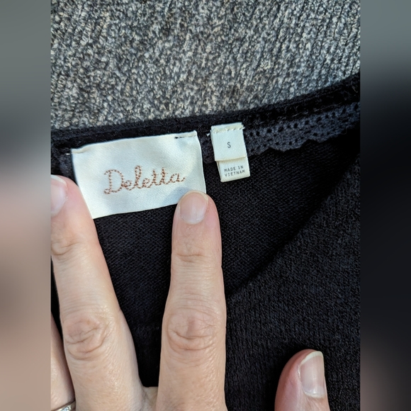 Anthropologie Deletta Sequined Peplum Black Sweater Top Size S NWOT - Picture 3 of 5